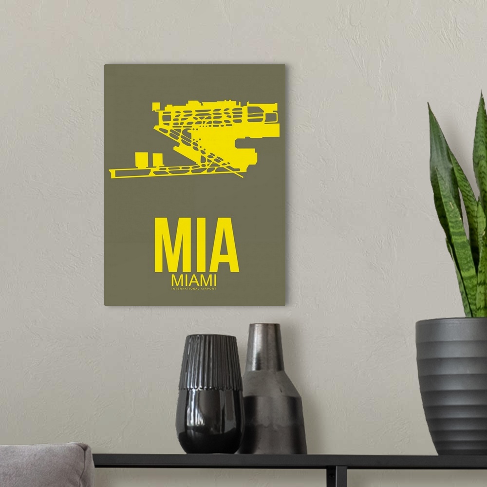 A modern room featuring Minimalist MIA Miami Poster I