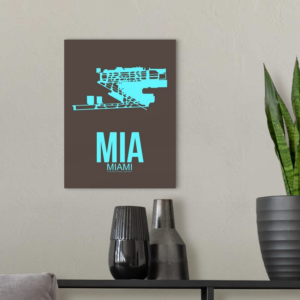 A modern room featuring Minimalist MIA Miami Poster II