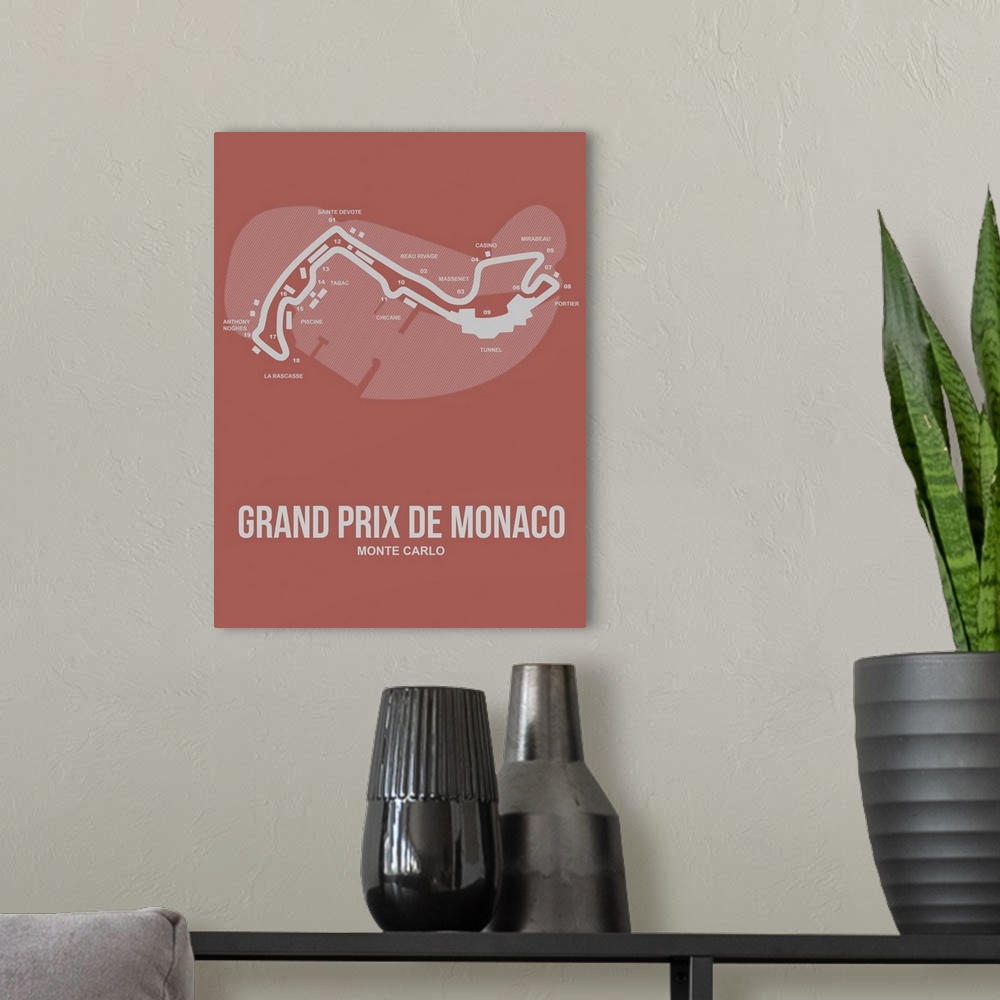 A modern room featuring Minimalist Monaco Grand Prix Poster I