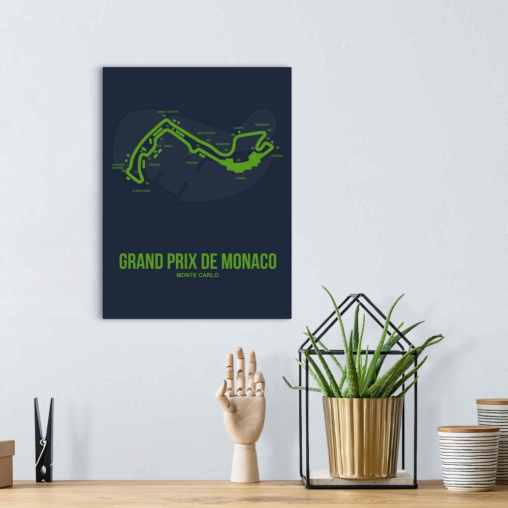 A bohemian room featuring Minimalist Monaco Grand Prix Poster II