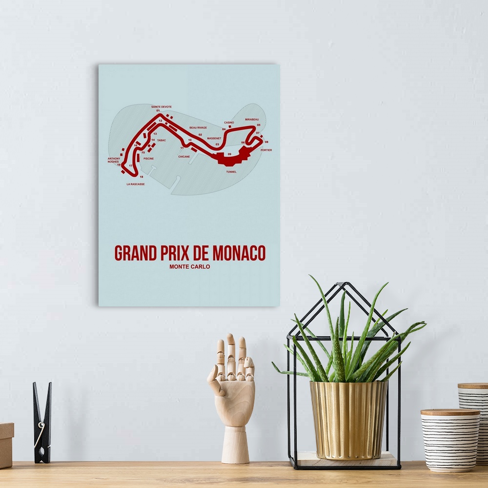 A bohemian room featuring Minimalist Monaco Grand Prix Poster III
