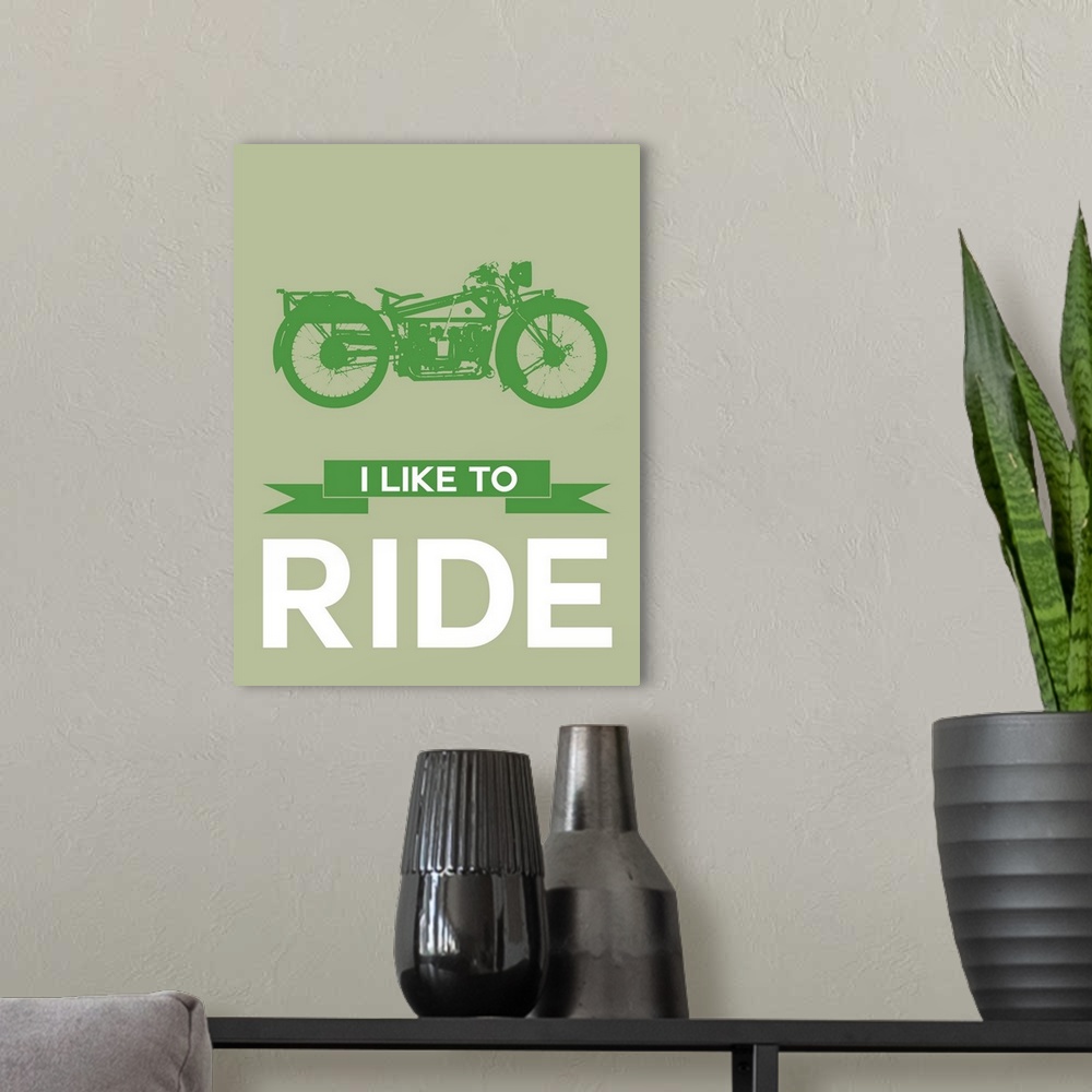 A modern room featuring Minimalist Motorcycle Poster II