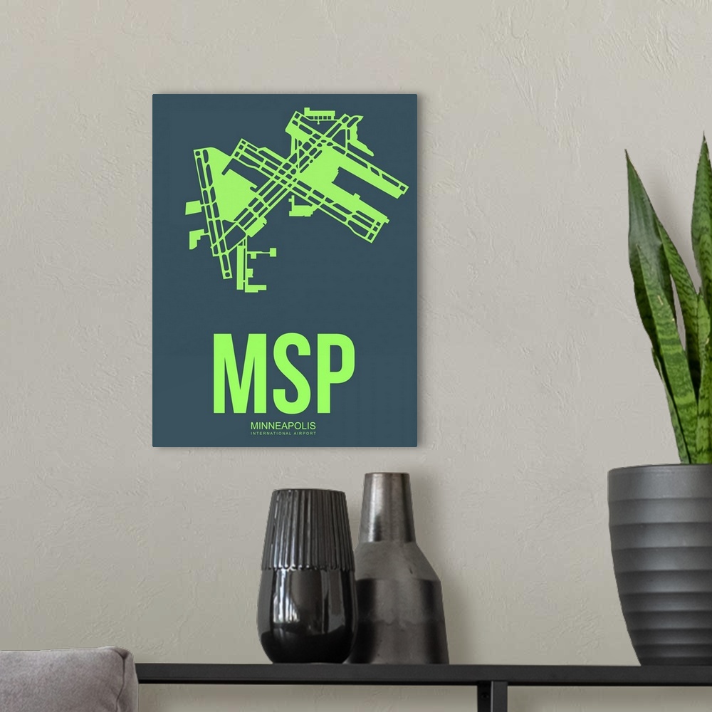 A modern room featuring Minimalist MSP Minneapolis Poster II