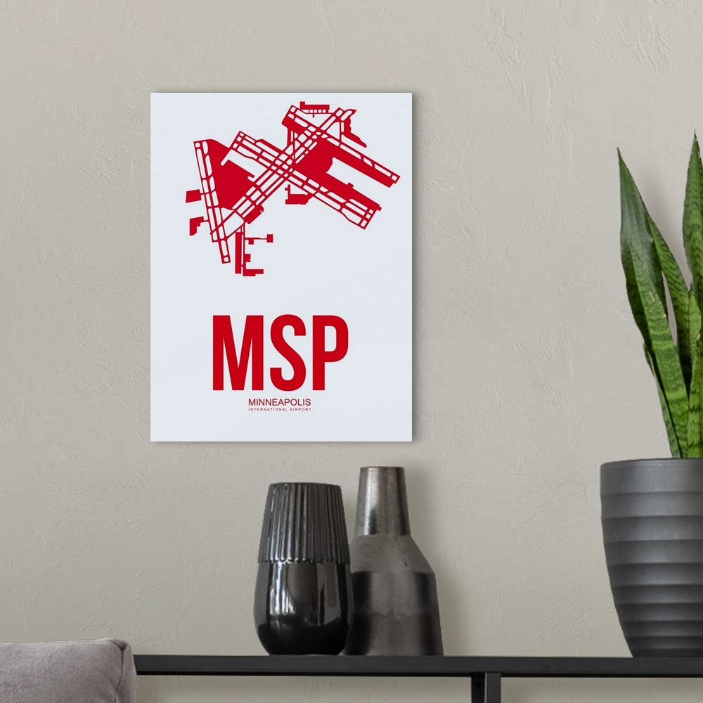 A modern room featuring Minimalist MSP Minneapolis Poster III