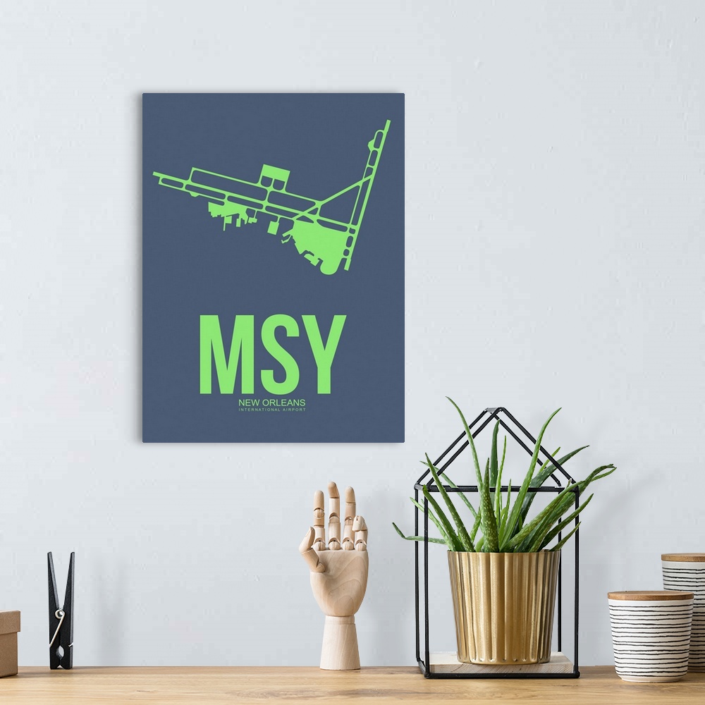 A bohemian room featuring Minimalist MSY New Orleans Poster II