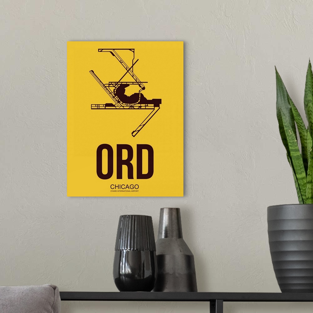 A modern room featuring Minimalist ORD Chicago Poster I