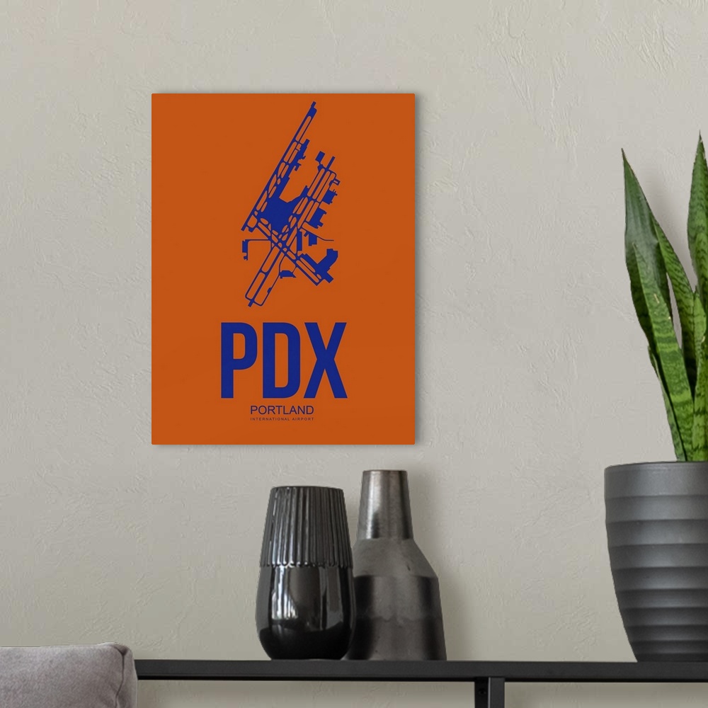 A modern room featuring Minimalist PDX Portland Poster I