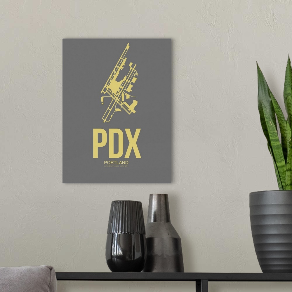 A modern room featuring Minimalist PDX Portland Poster I