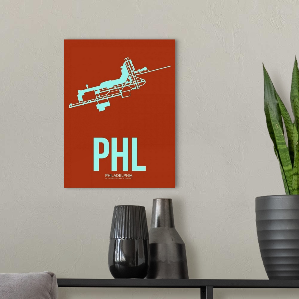 A modern room featuring Minimalist PHL Philadelphia Poster I