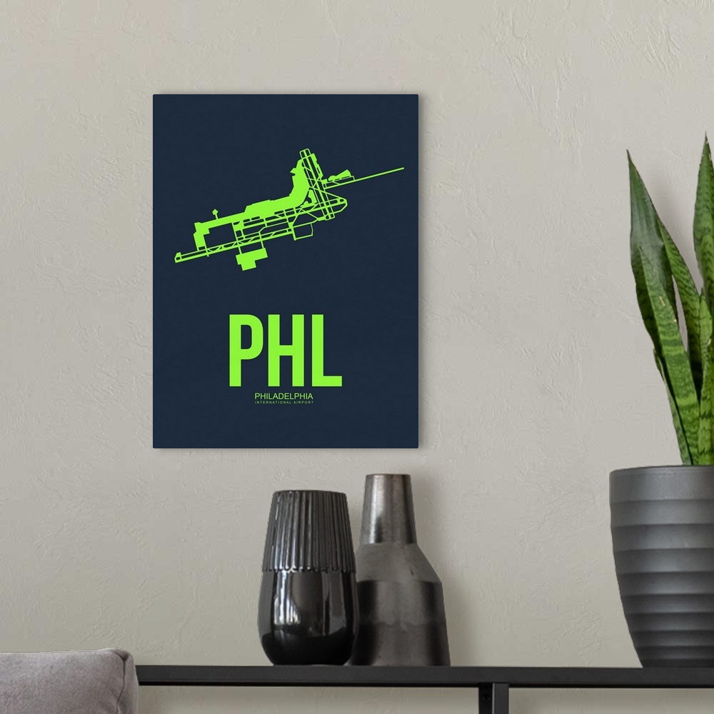 A modern room featuring Minimalist PHL Philadelphia Poster I