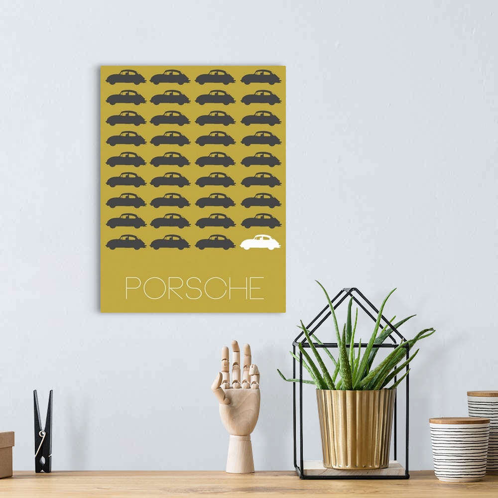 A bohemian room featuring Minimalist Porsche Poster IV