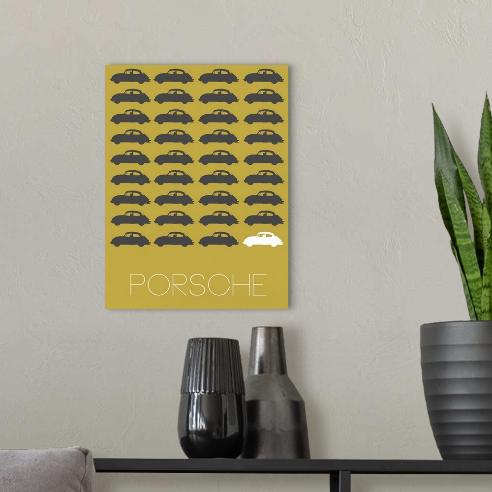 A modern room featuring Minimalist Porsche Poster IV