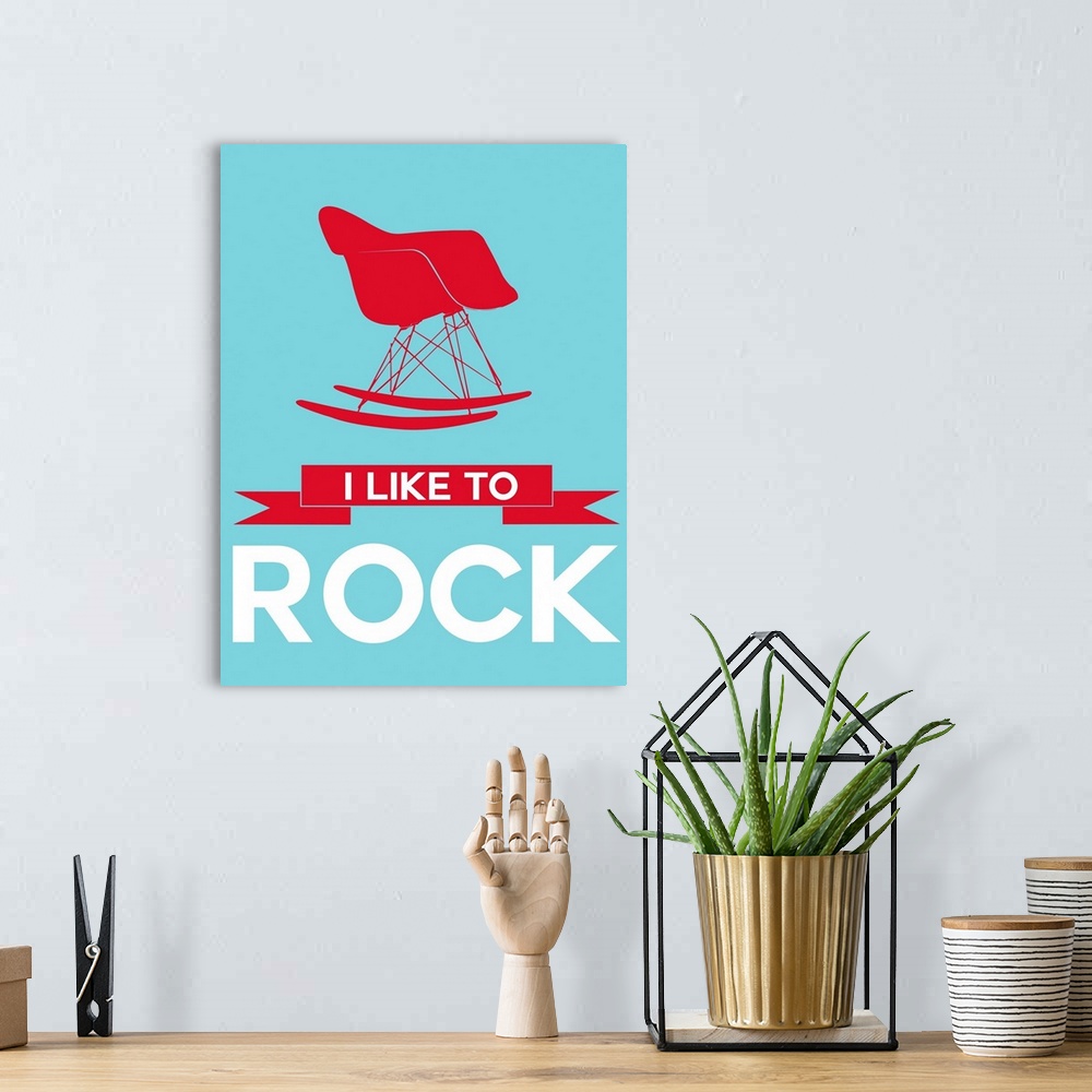 A bohemian room featuring Minimalist Rocking Chair Poster I