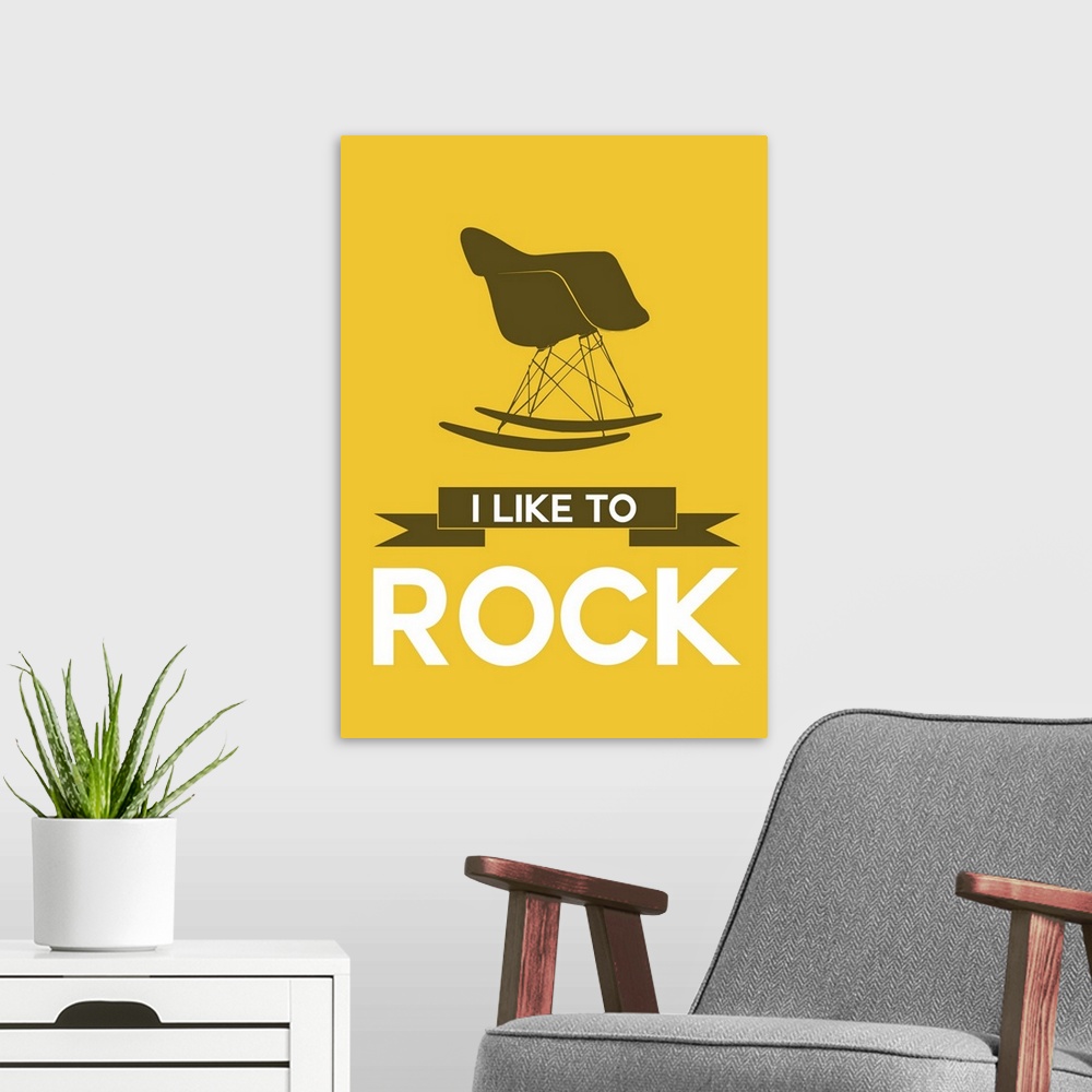 A modern room featuring Minimalist Rocking Chair Poster II