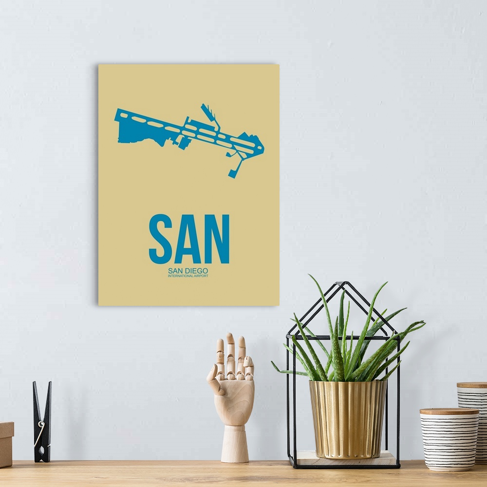 A bohemian room featuring Minimalist SAN San Diego Poster III