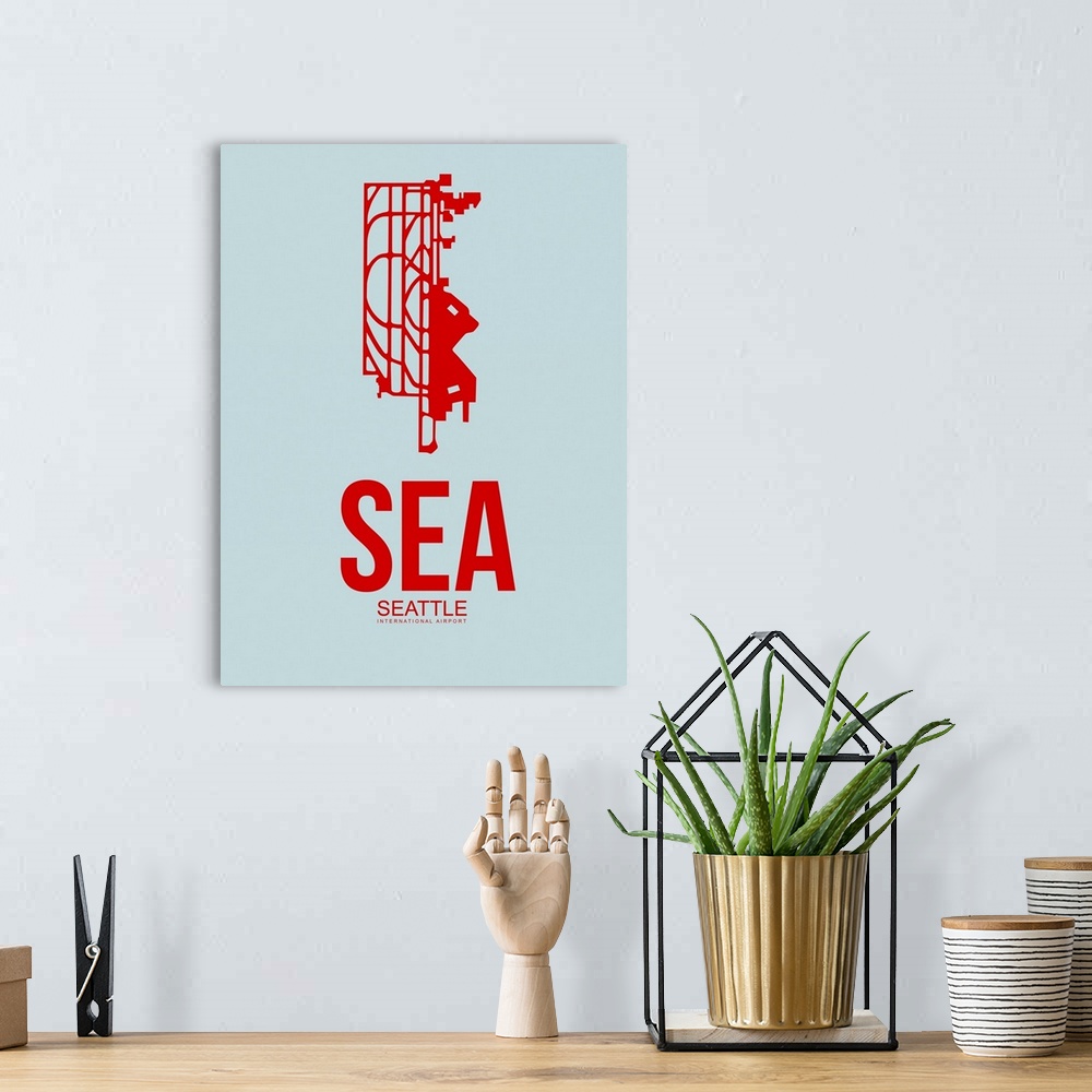 A bohemian room featuring Minimalist SEA Seattle Poster I
