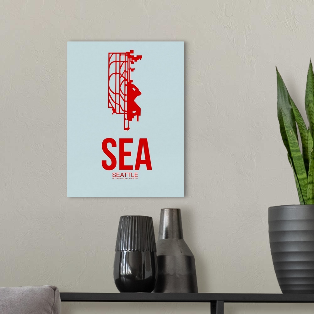 A modern room featuring Minimalist SEA Seattle Poster I