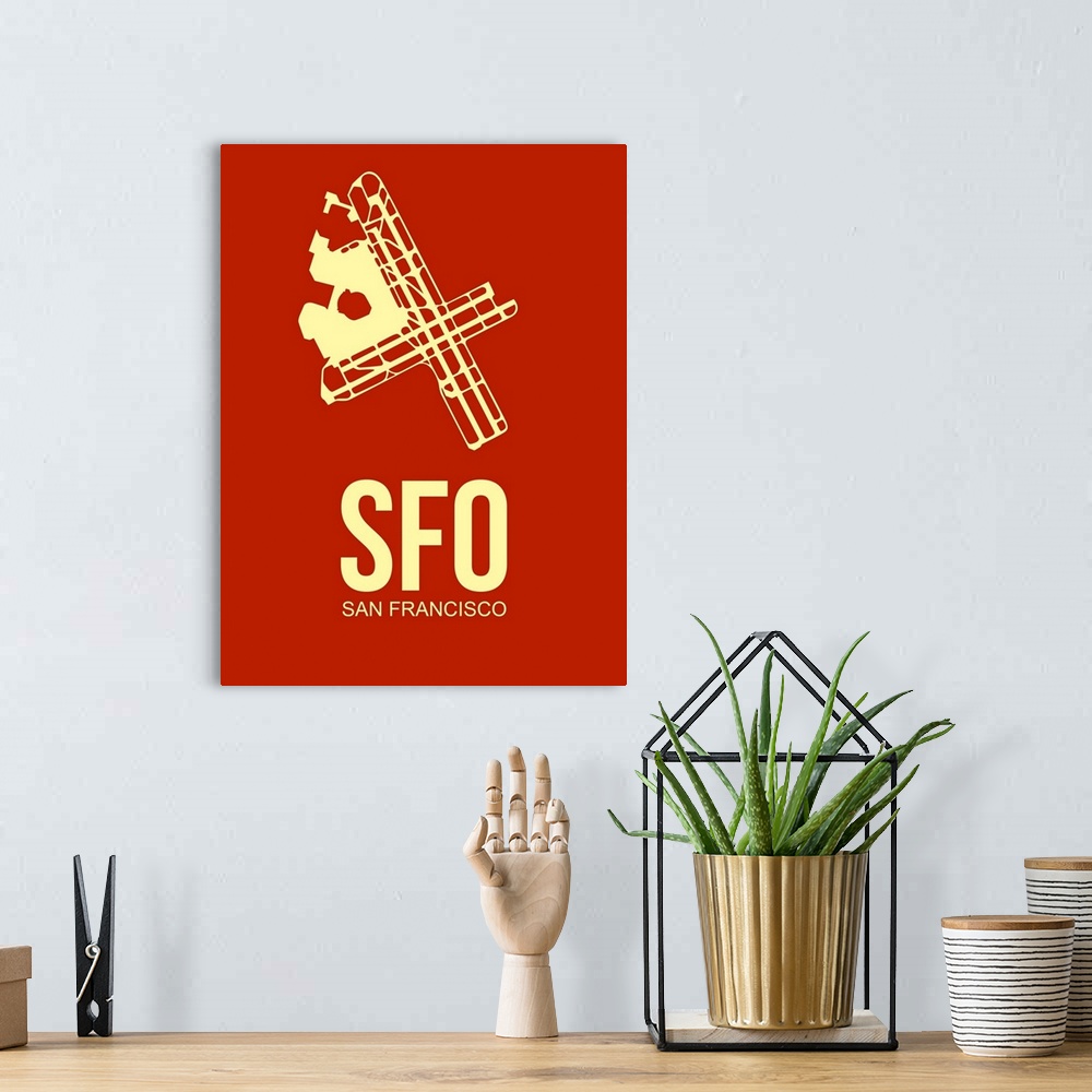 A bohemian room featuring Minimalist SFO San Francisco Poster II