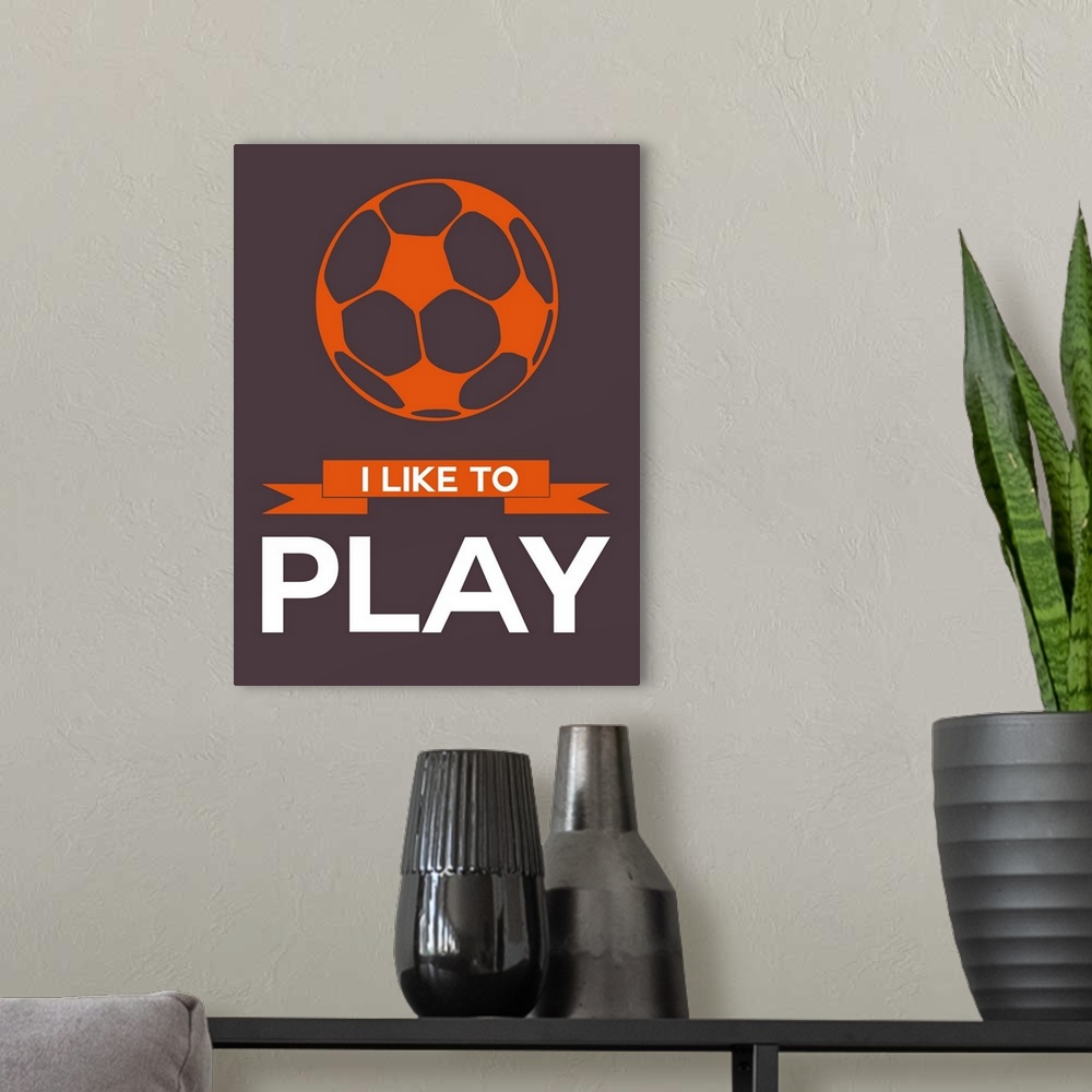 A modern room featuring Minimalist Soccer Ball Poster
