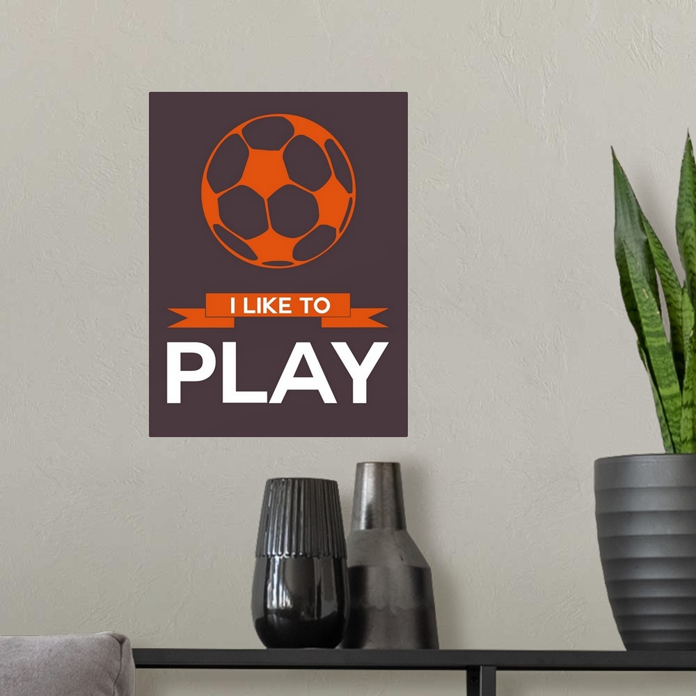 A modern room featuring Minimalist Soccer Ball Poster