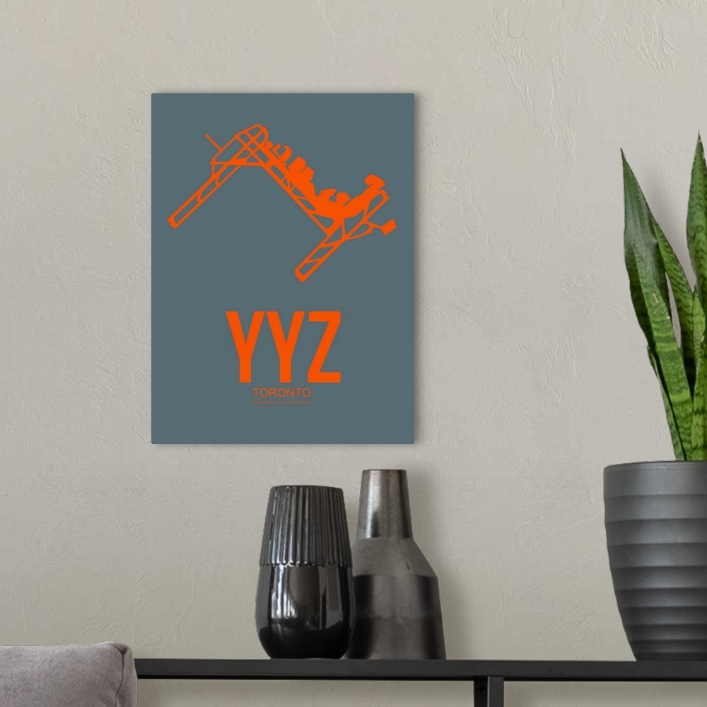 A modern room featuring Minimalist YYZ Toronto Poster I