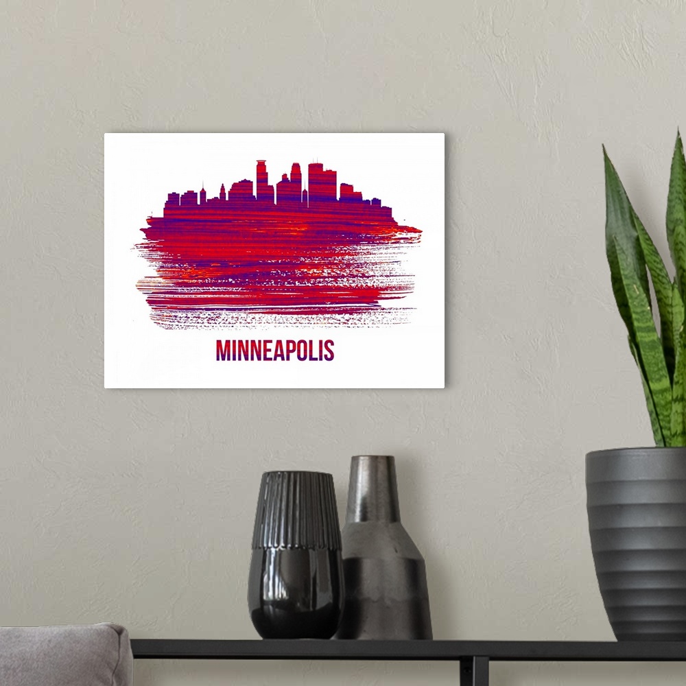 A modern room featuring Minneapolis Skyline