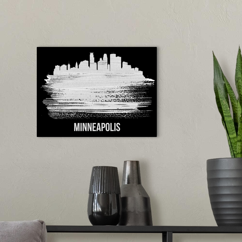 A modern room featuring Minneapolis Skyline