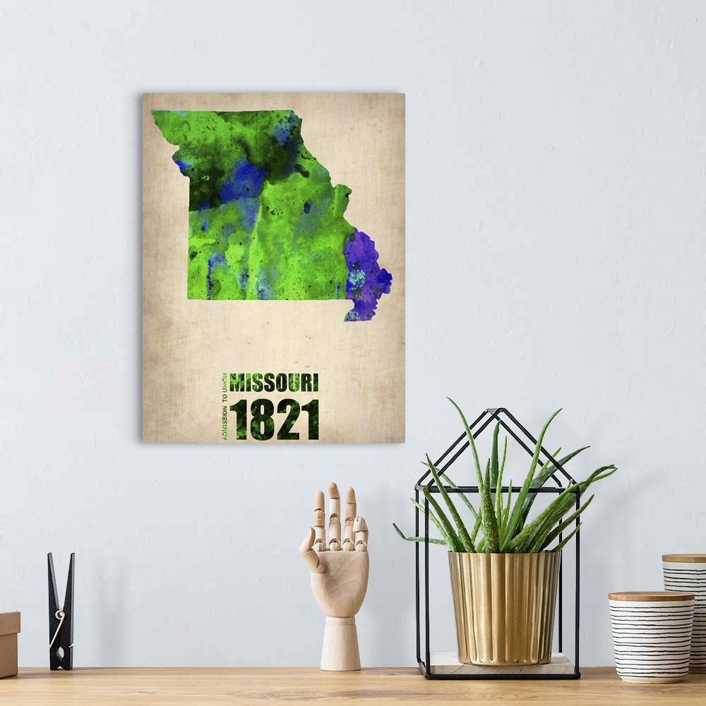A bohemian room featuring Missouri Watercolor Map