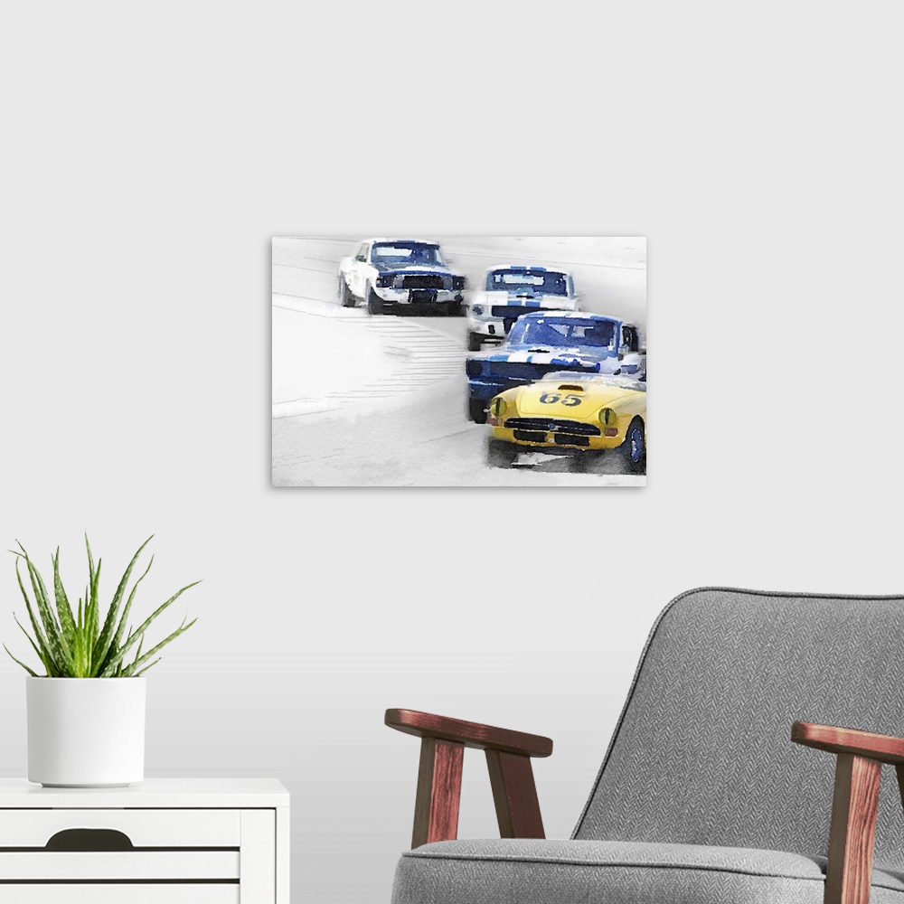 A modern room featuring Monterey Racing Watercolor