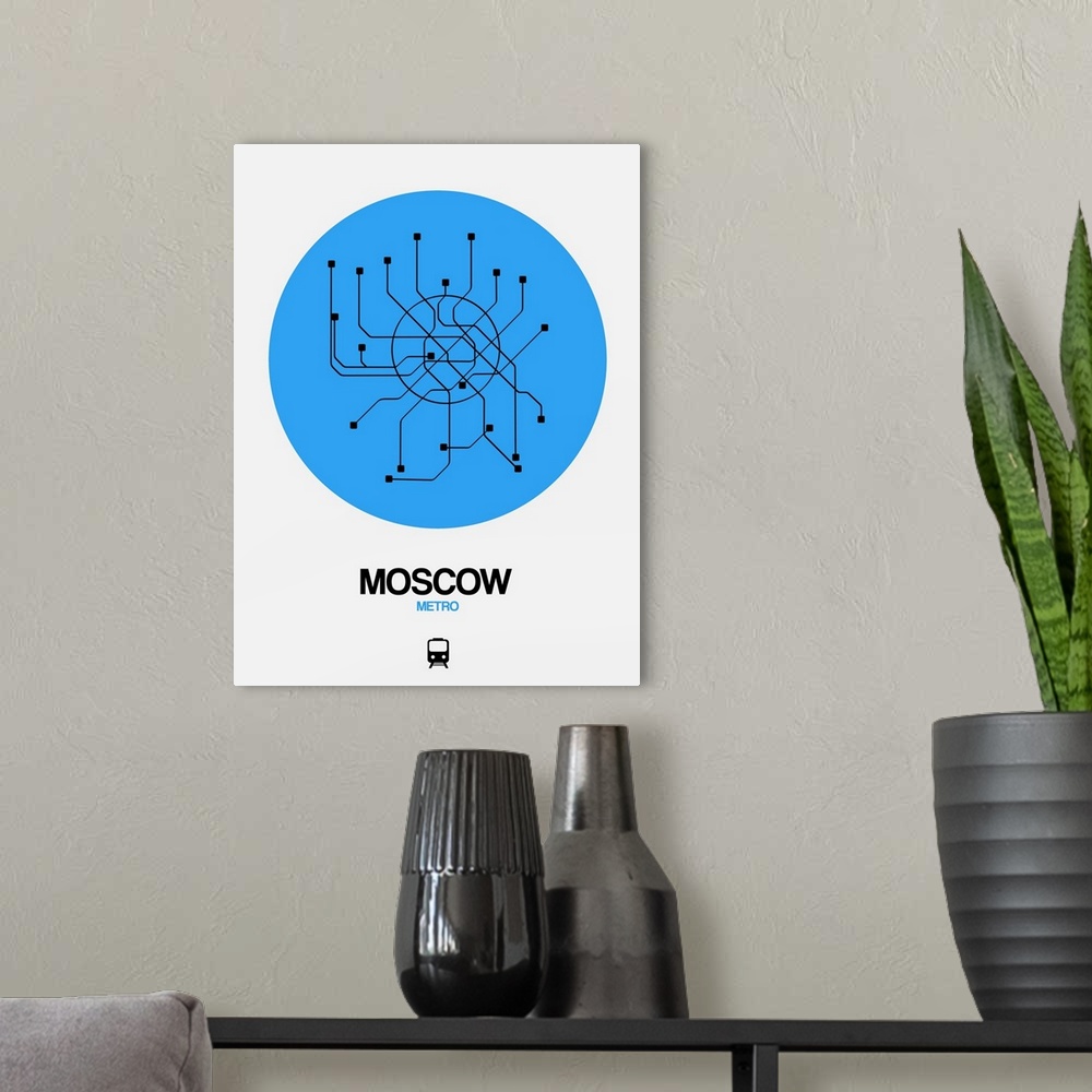 A modern room featuring Moscow Blue Subway Map