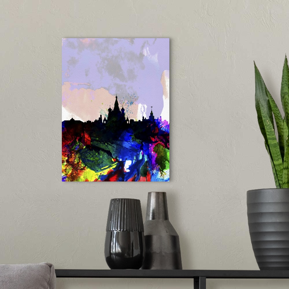 A modern room featuring Moscow Watercolor Skyline