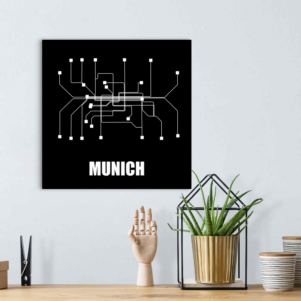 A bohemian room featuring Munich Black Subway Map