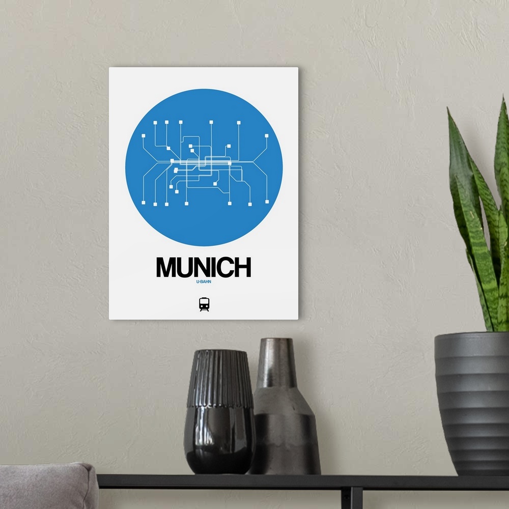 A modern room featuring Munich Blue Subway Map