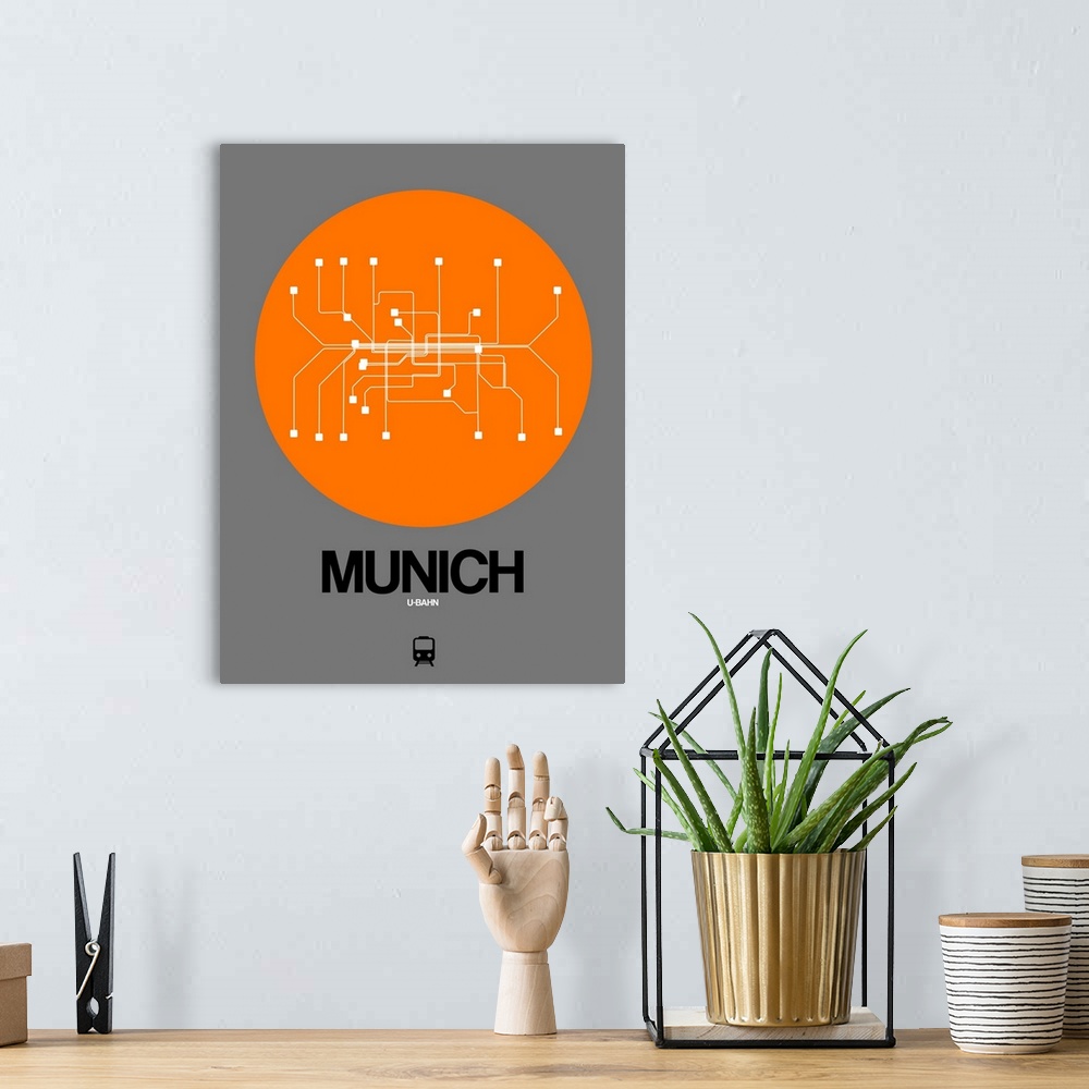 A bohemian room featuring Munich Orange Subway Map