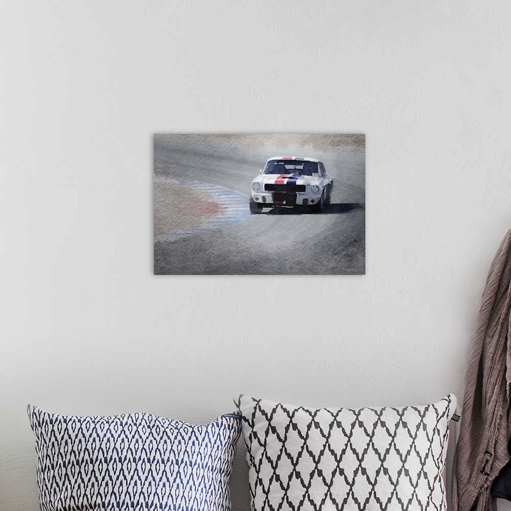 A bohemian room featuring Mustang on Race Track Watercolor