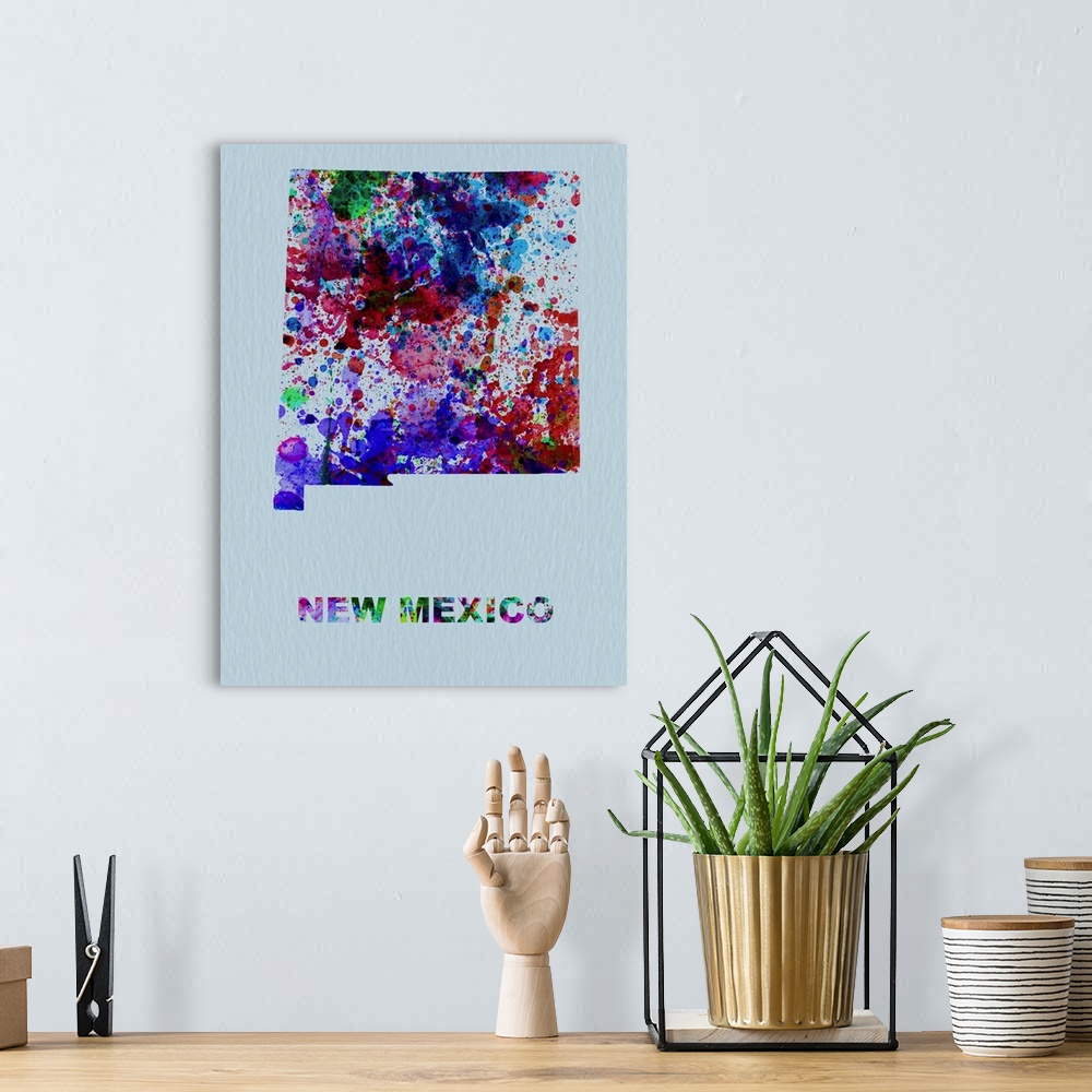 A bohemian room featuring New Mexico Color Splatter Map