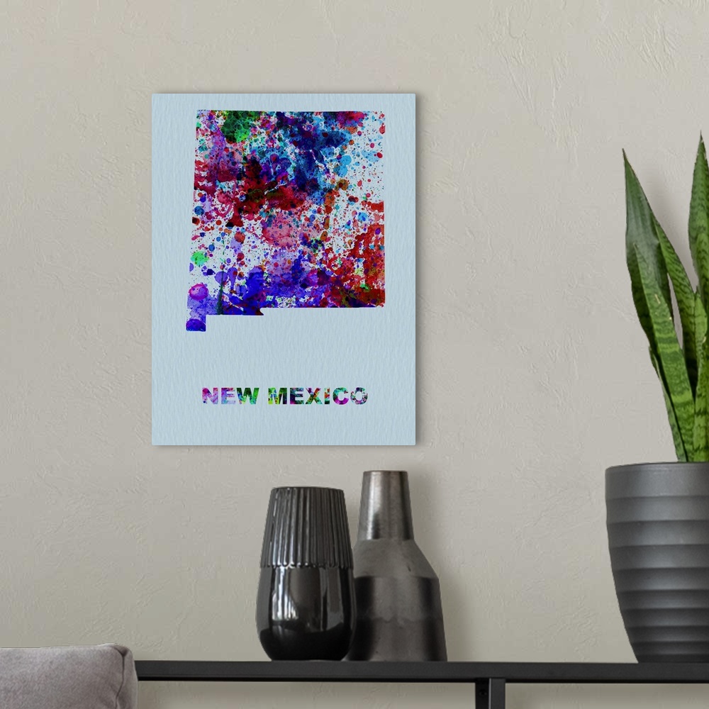 A modern room featuring New Mexico Color Splatter Map