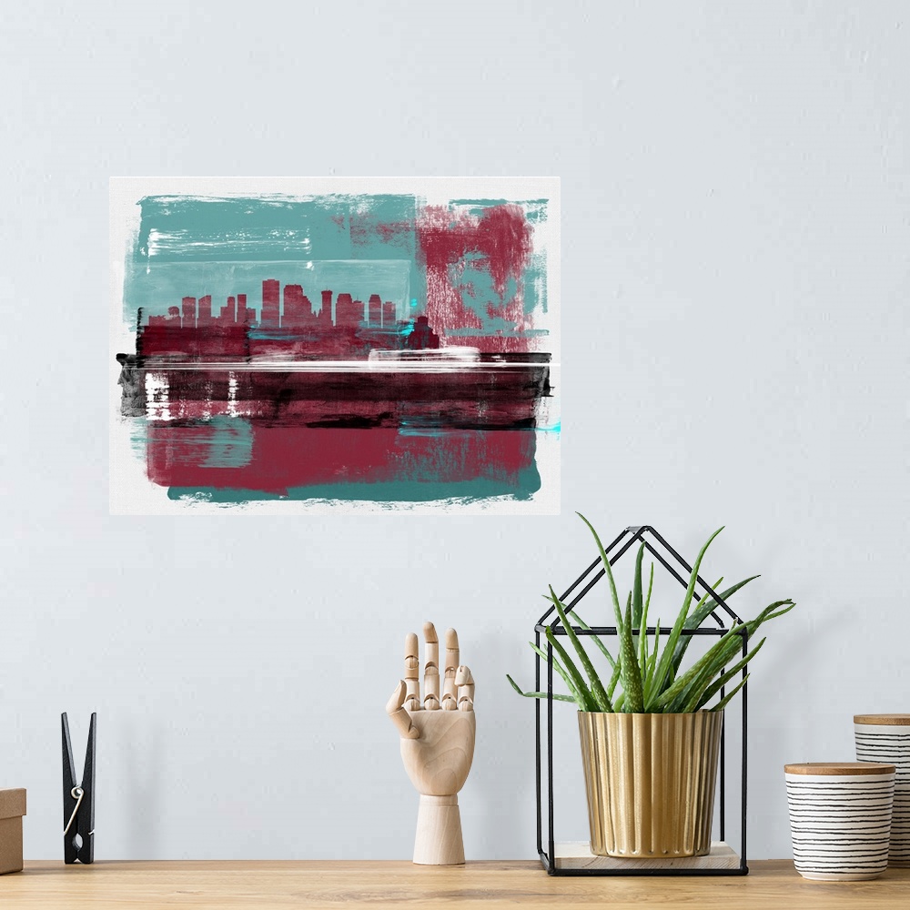 A bohemian room featuring New Orleans Abstract Skyline I