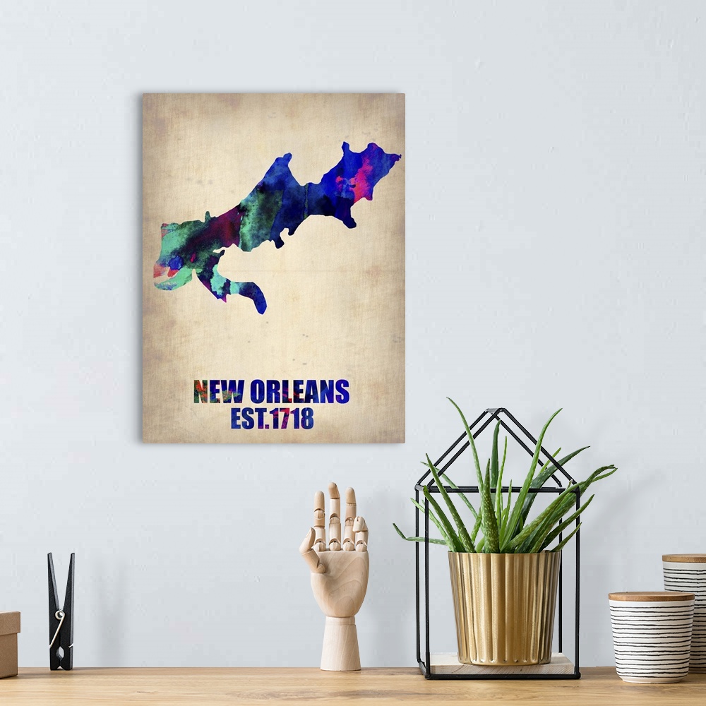 A bohemian room featuring New Orleans Watercolor Map