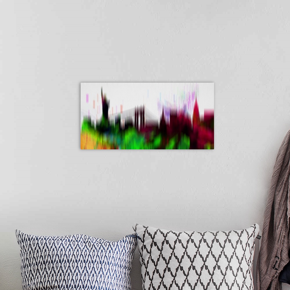 A bohemian room featuring New York Downtown Skyline