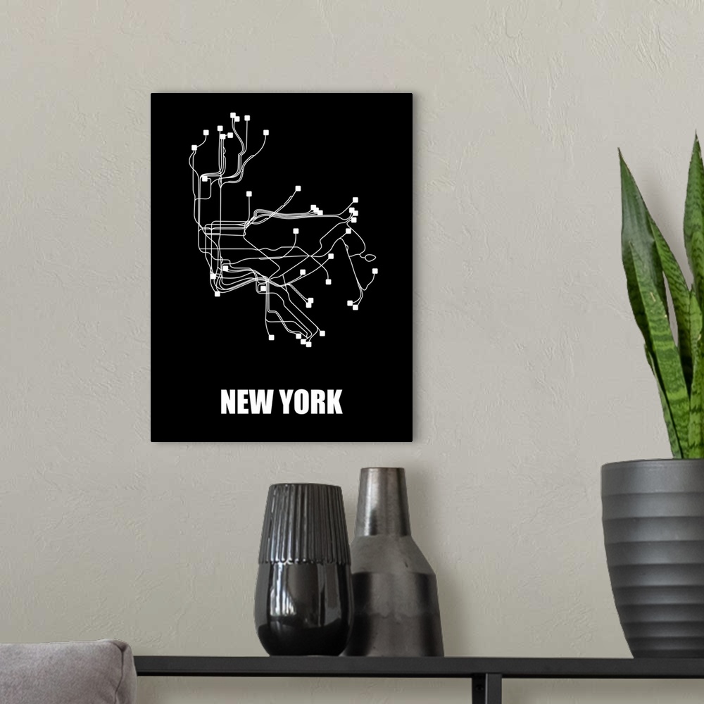 A modern room featuring New York Subway Map III