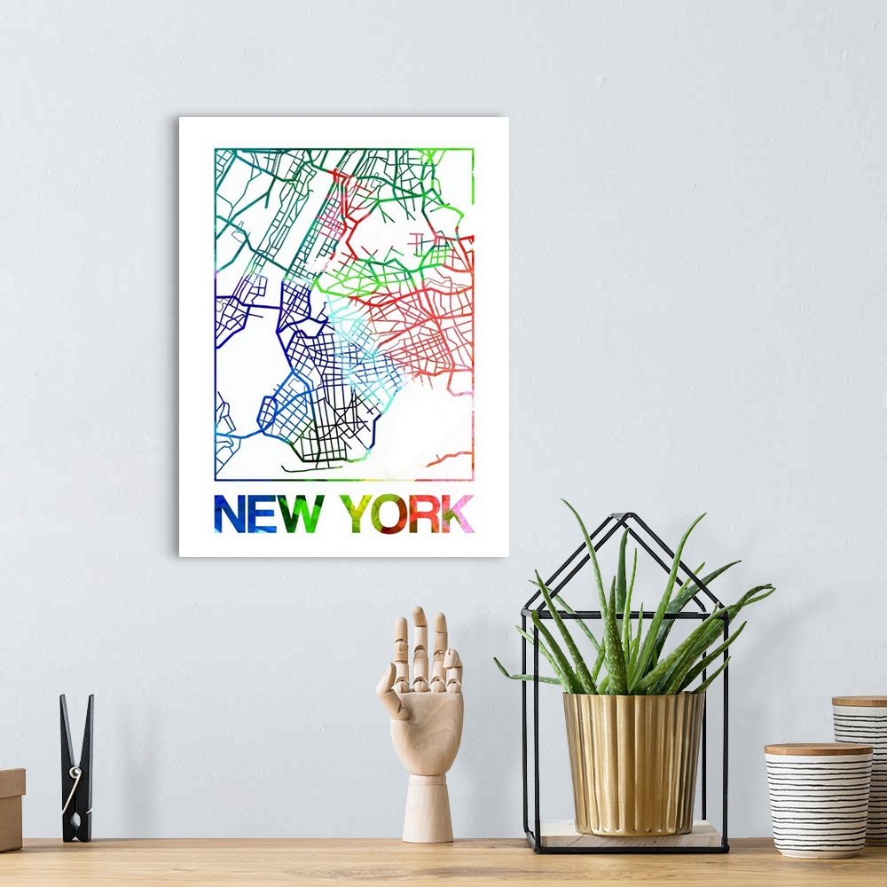 A bohemian room featuring Colorful map of the streets of New York City, New York.