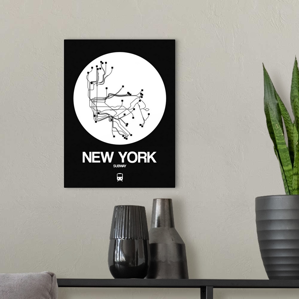 A modern room featuring New York White Subway Map