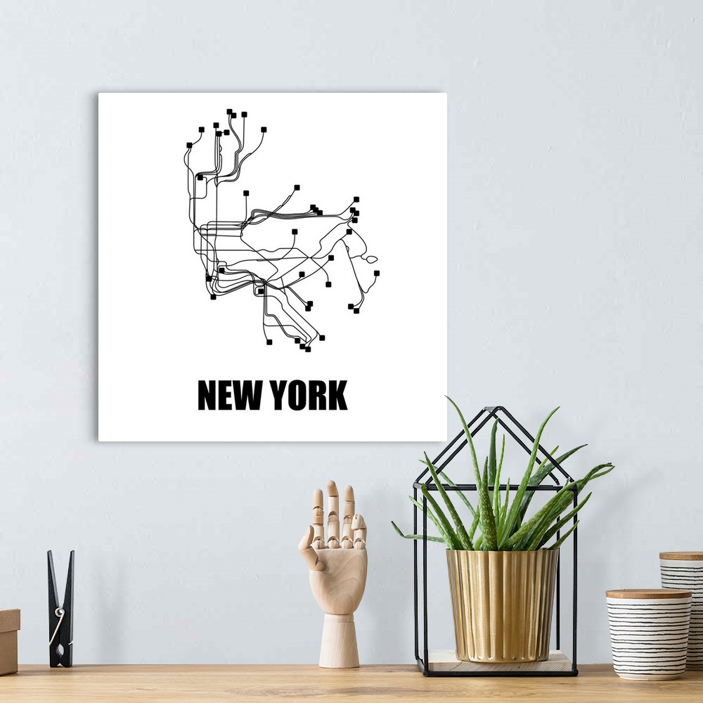 A bohemian room featuring New York White Subway Map