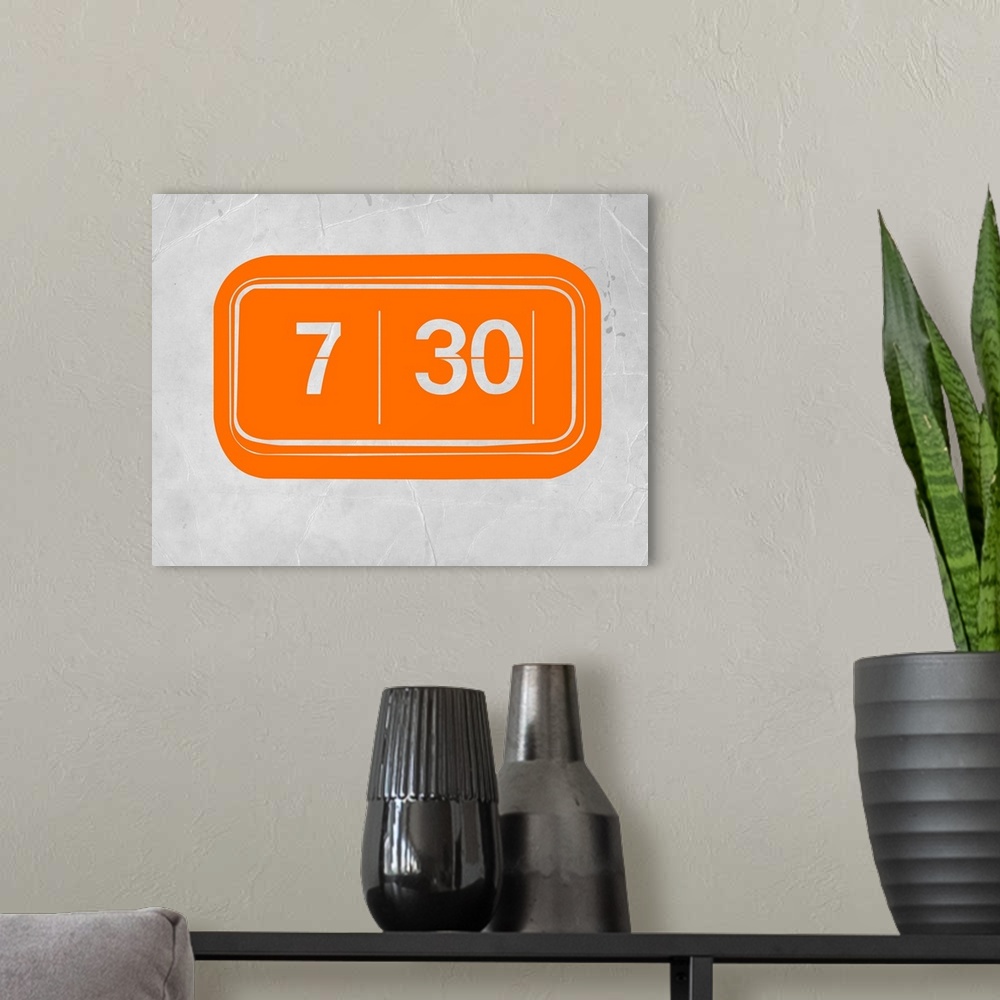 A modern room featuring Orange Alarm Clock