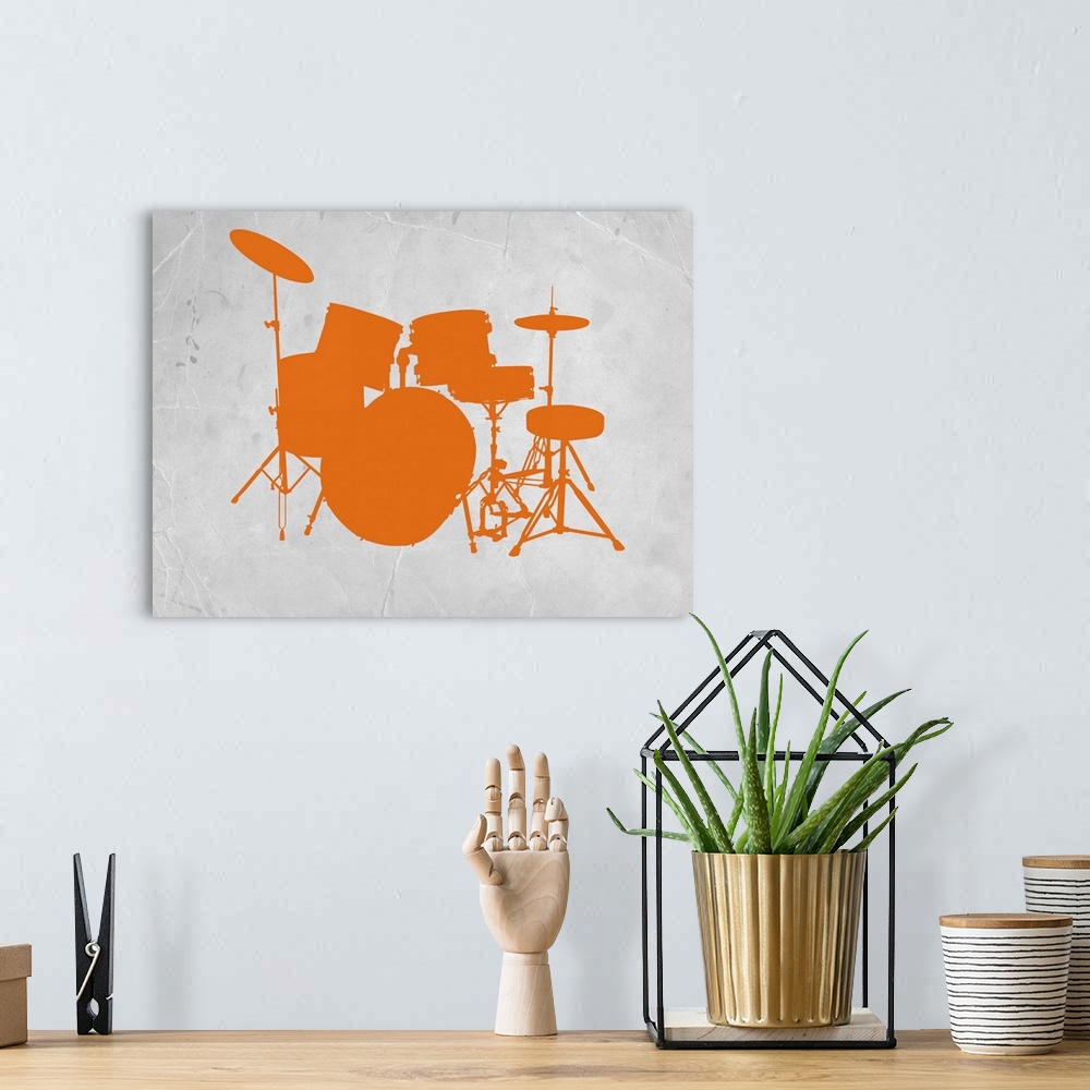 A bohemian room featuring Orange Drum Set