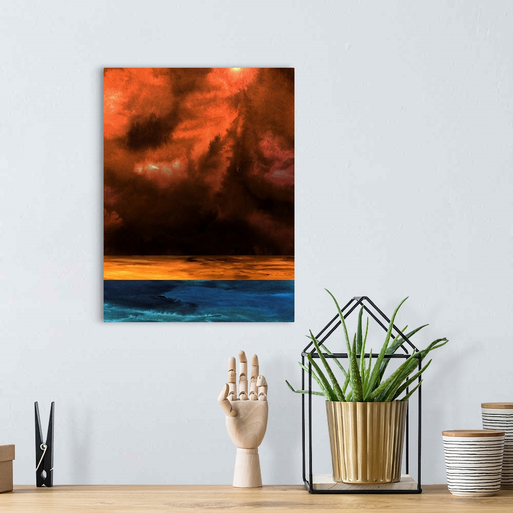 A bohemian room featuring Orange Sunset Watercolor