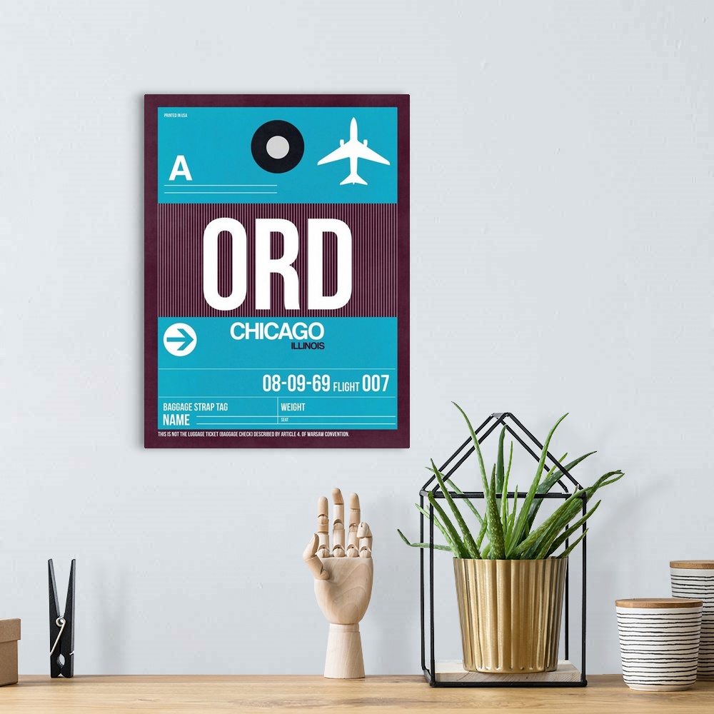 A bohemian room featuring ORD Chicago Luggage Tag I