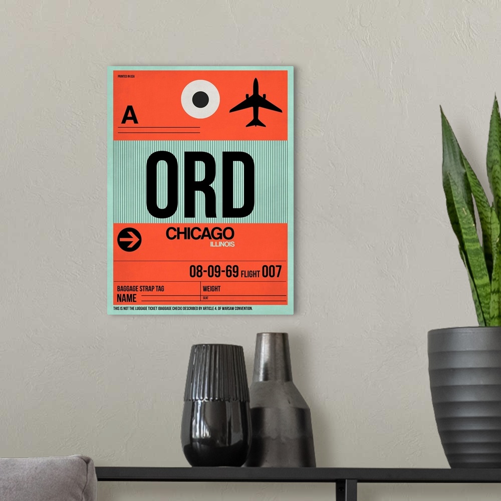 A modern room featuring ORD Chicago Luggage Tag II