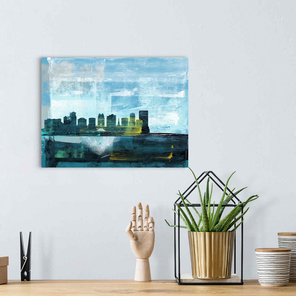 A bohemian room featuring Orlando Abstract Skyline I